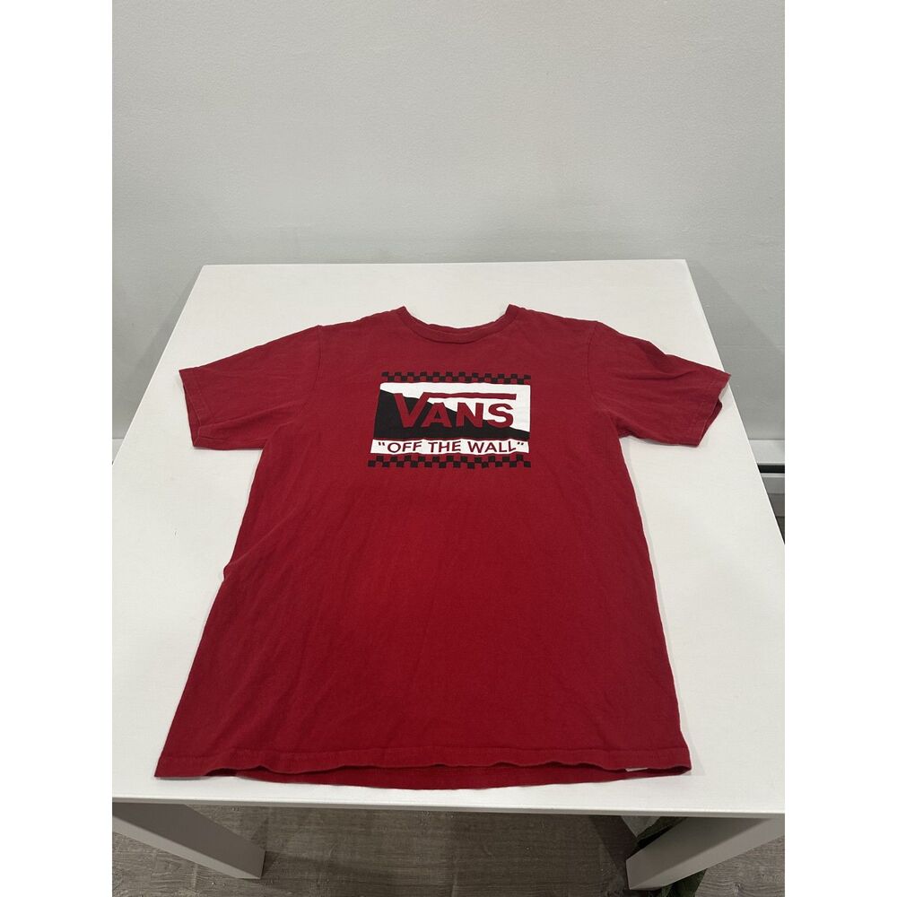 Vans Off The Wall Red Graphic T-Shirt Checkered Logo